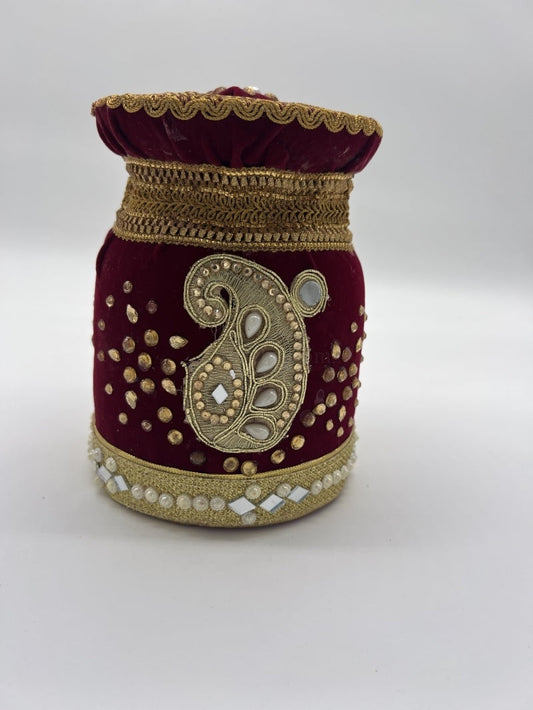 DAHI THEKI Decorated Wooden Curd Container Wedding Ceremony Supplies-Samaghri